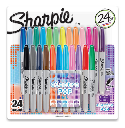 Sharpie Electro Pop Marcadores Permanentes Multicolor 24 Und