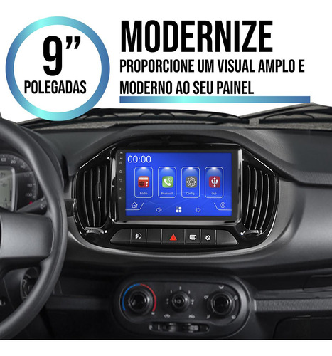 Kit Multimidia Carplay 9pol Uno 15 16 17 18 19-21 + Camera