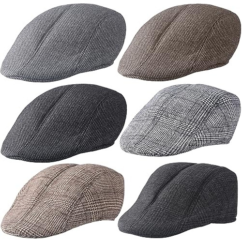 Gorra Plana De Espiga Para Hombre Con 6 Piezas