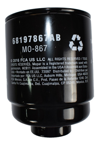 Imagen 2 de 3 de Filtro De Petroleo Mopar Dodge Ram 2500 6.7l Diesel