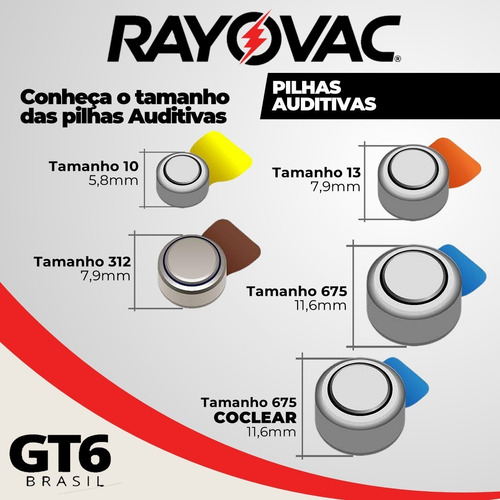60 Pilhas Auditivas Rayovac Tamanho 312