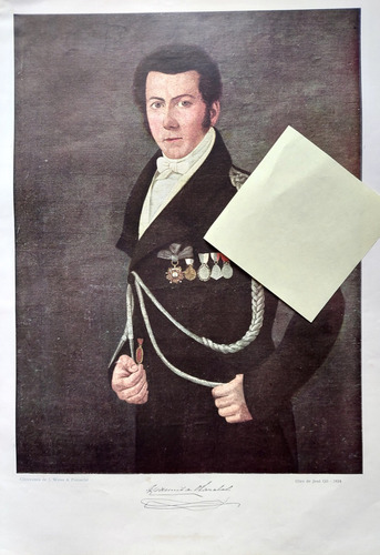 Antigua Lamina Coronel Manuel Olazábal  Óleo 1824 José Gil