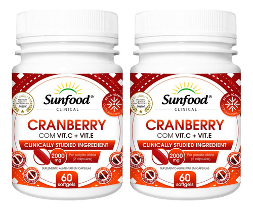 2 Cranberry = 120 Capsulas - Importado Sunfood
