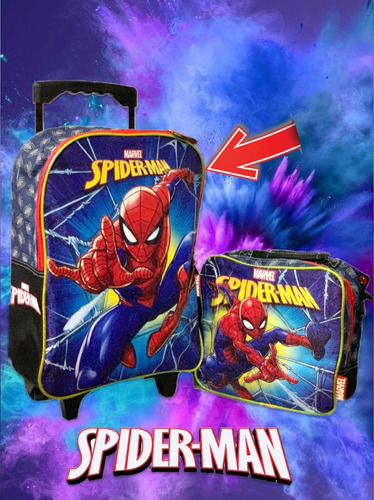 Imagen 1 de 1 de Morral Grande Con Ruedas Spiderman De Marvel Serie 1
