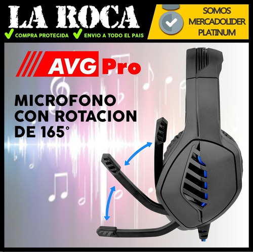 Auricular Gamer Microfono Luz Led Gaming Xbox Ps4