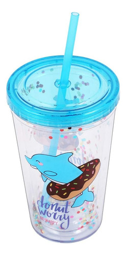 Lindo Vaso Con Tapa Y Pajilla, Vaso De Acrílico Con Aislamie