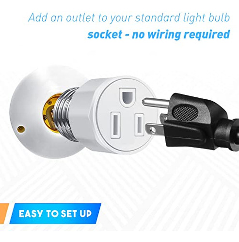 Adaptador De Enchufe De Bombilla De 3 Puntas E26/e27, Luz Po