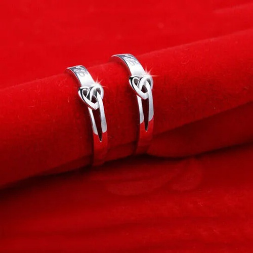 Anillos Plata 925 Corazón Ajustable Mujer Compromiso Pareja