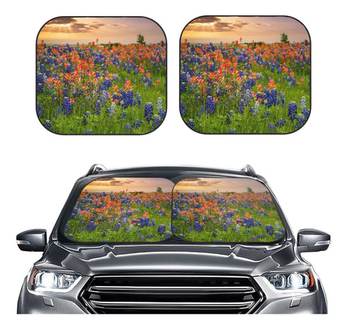 Bluebonnets Paisaje Impresion Coche Parasol Parabrisa 2 Para