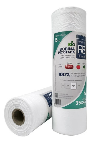 Kit 4 Bobina Plástico Picotado 35x45 Para 5kg Fundo Reto