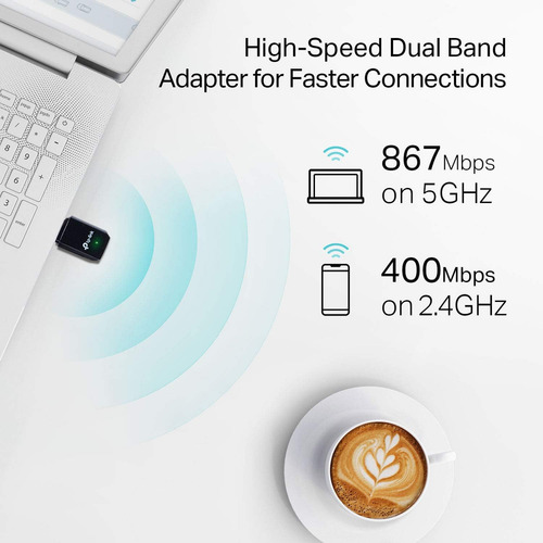 Adaptador Mini Tplink Archer T3u Ac1300 400mbps 2.4 Ghz Negr