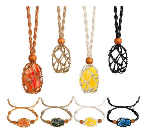 8 Piezas De Collar De Cristal, 4 Colores, Soporte De Collar.