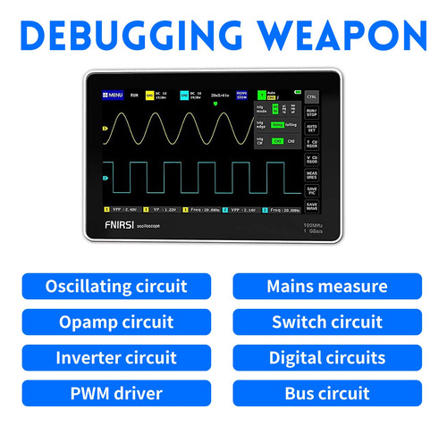 Fnirsi Osciloscopio 1013d Plus 2 Canales 100 Mhz 7 Tft