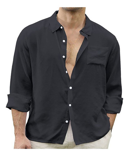 Camisa Para Hombre Con Botones De Primavera, Manga Larga, Cu