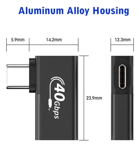 Adaptador Usb C 4 En Ngulo Recto, Hasta 40 Gbps