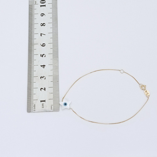 Imagem 2 de 3 de Pulseira Estrela Madre Perola Fixa Ouro 18k