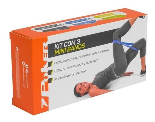 Kit 3 Mini Band Elástico Exercício Academia Treino Poker