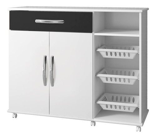 Fruteira Com Tampo E Base Em Mdf Salinas Cor Branco/preto