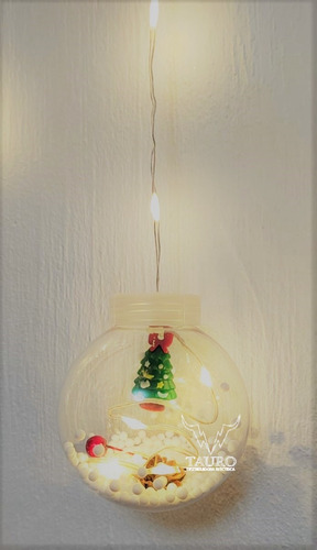 Serie De Luces Navideña Cascada De Esfera Con Santa 12 Pack