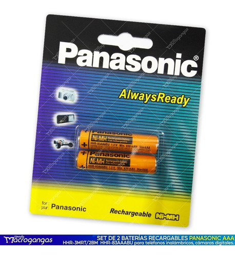 Imagen 2 de 5 de Pilas Baterias Recargable Panasonic Aaa 1.2v 830mah Pack X2