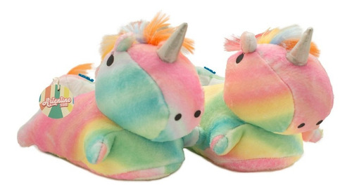 Imagen 1 de 5 de Pantufla Unicornio Peluche Doble Abrigo Nena Niña Artentino