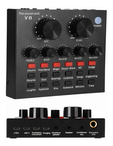 Imagen 2 de 3 de Set Kit De Micrófono Condensador Bm-800 + Placa Audio V8