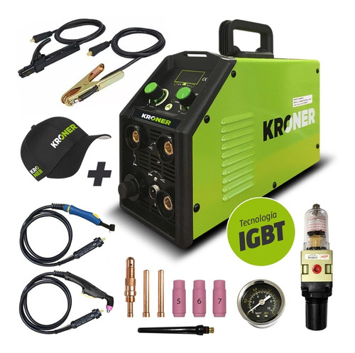 Soldadora Cortadora Plasma Tig Cut Electrodos 200 Amp Kroner Color Verde Frecuencia 50 Hz