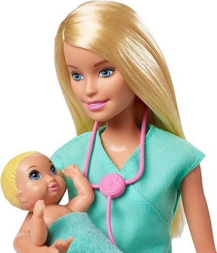 Muñeca Barbie Profesiones, Doctora Pediatra Con 2 Bebés