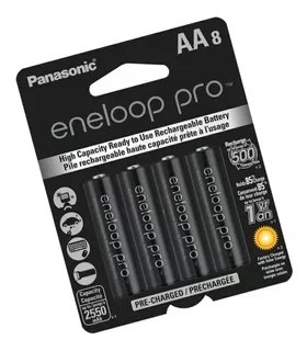 Pila recargable AA Panasonic Eneloop Pro BK-3HCCA Cilíndrica - Pack de 8 unidades