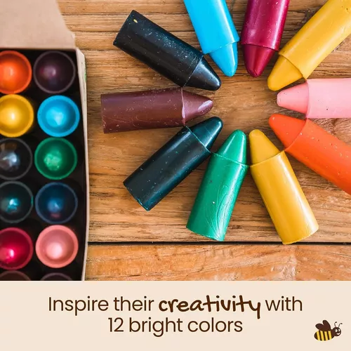 Hieno - Crayones de cera de abeja 100% pura, no tóxicos, hechos a mano,  crayones gigantes naturales seguros para niños y niños pequeños, con  colorante