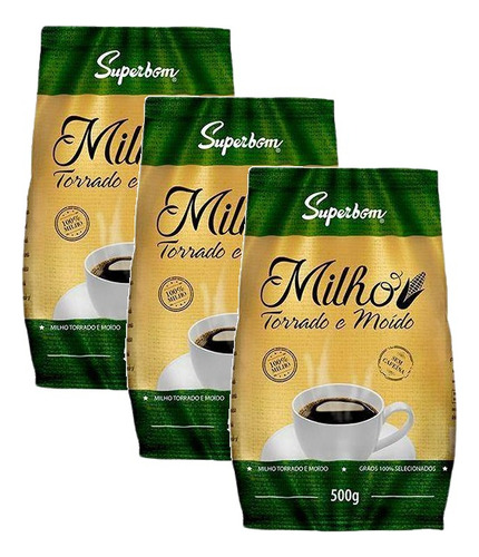 Kit 3 Pó De Café De Milho Torrado E Moído Superbom 500g