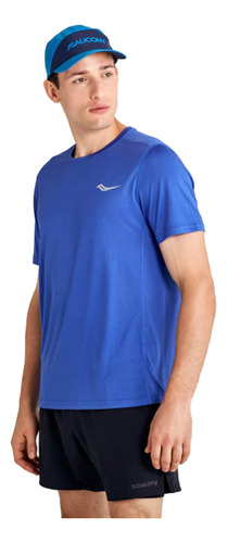 Remera Saucony Stopwatch Hombre Running Azul Francia