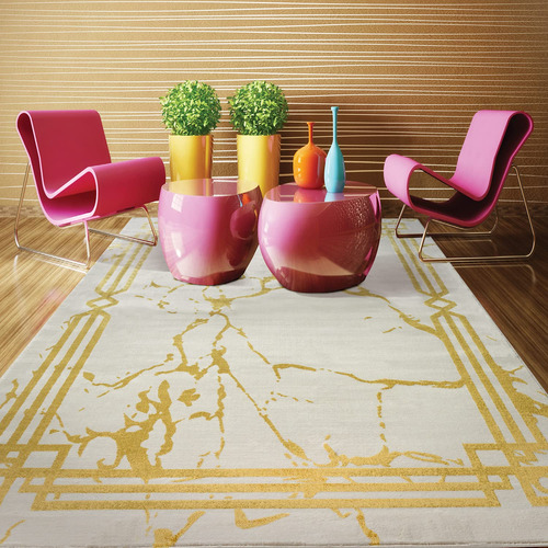 Antep Rugs Babil Gold - Alfombra Geomtrica De Mrmol Abstract