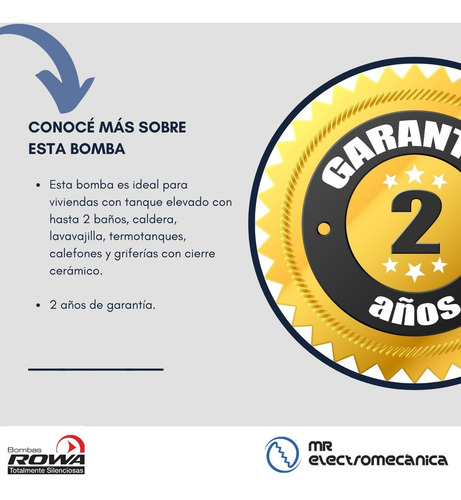 Bomba Rowa Mini Rw9 2 Baños + Ideal Calefón / Termotanque + Frente De Bronce