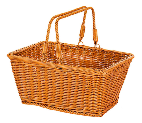 Cesta De Imitação Rattan Tecido Cesta De 28cmx18cmx16cm