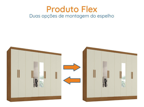 Guarda-roupa Casal 100% Mdf Com Espelho 8 Portas 4 Gavetas
