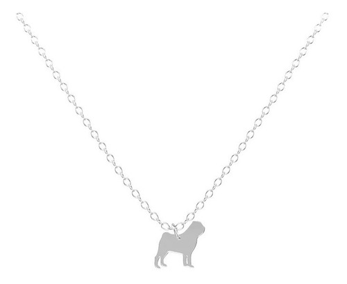 Collar Pug Plata 0.925 Perrito Dog Dije Y Cadena Envio