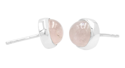 Aretes De Poste Redondo De Morganita En Plata De Ley