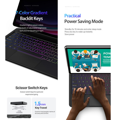 Teclado Magnético Para Galaxy Tab S7 Fe/ S7 Plus/ S8 Plus