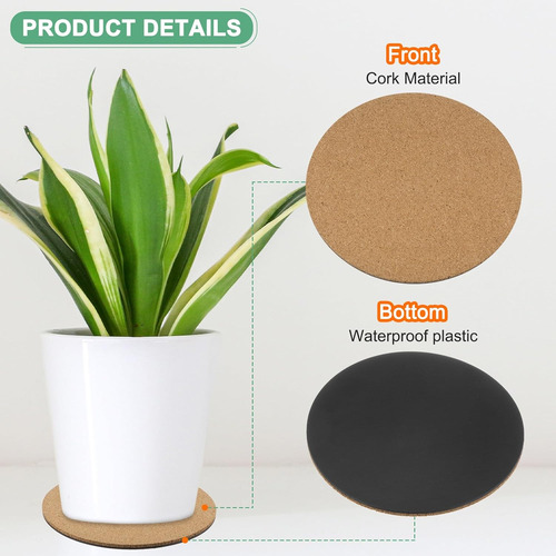 Paquete De 2 Posavasos De Corcho Para Plantas, Posavasos Red