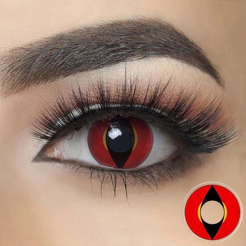 Lentes De Contacto Halloween Ojo De Gato Dragon Rojo Disfraz