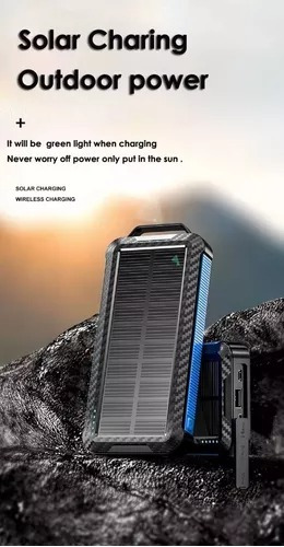 Imagen 3 de 6 de Power Bank Panel Solar Portatil Carga Inalambrica 8000 Mah