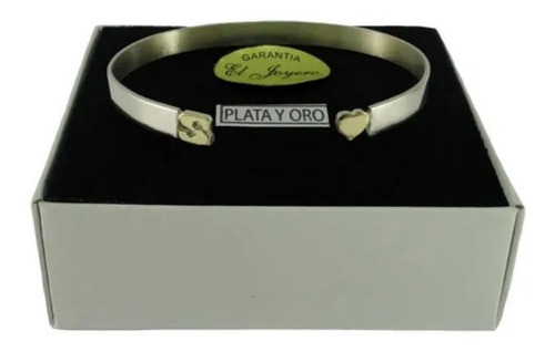 Pulsera Media Esclava Inicial Plata 925 Oro18k Grabado Ext.