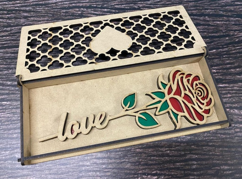Cajita Con Flor Mdf 3 Mm Regalo Souvenir Corte Laser