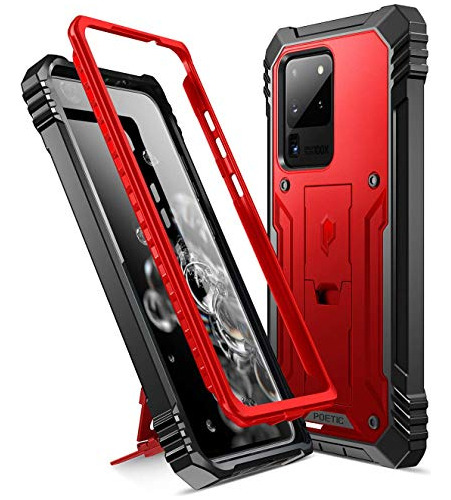 Funda Para Galaxy S20 Ultra Rojo Metalico Negro Con Soporte