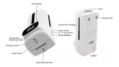 Imagen 3 de 8 de Dispensador Gel Automatico Termometro K9proplus Con Tripie