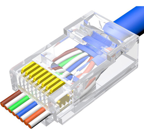 100pcs Cat6 Cat5e Cat5 Paso A Través De La Red De Enchufe Mo