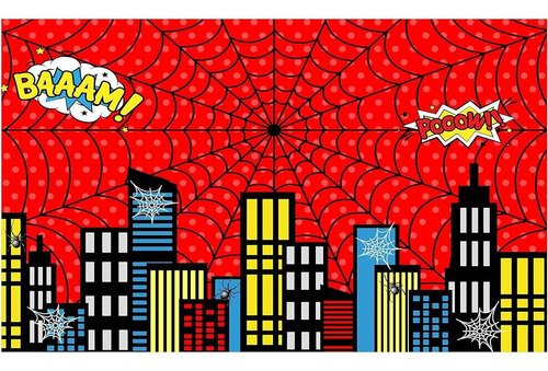 Allenjoy Red Superhero Cityscape Themed Photography Backdrop