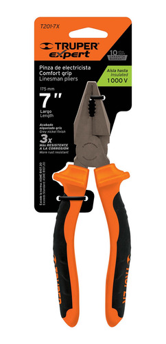 Imagen 2 de 6 de 17329 Truper Pinza Electricista Profesional 7 Comfort Grip