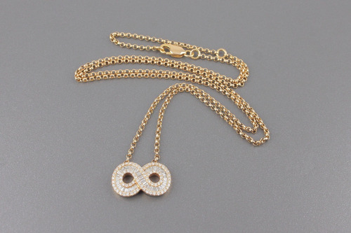 |7907| Colar Infinito Em Ouro Rose 18k Com Diamantes